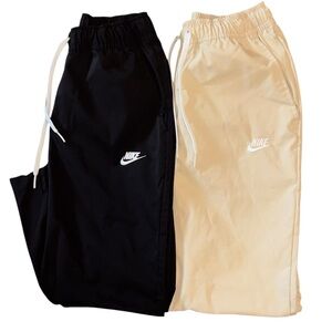 Nike Club Men’s Woven Tapered Leg Pants Two Pair Black Beige Size Small